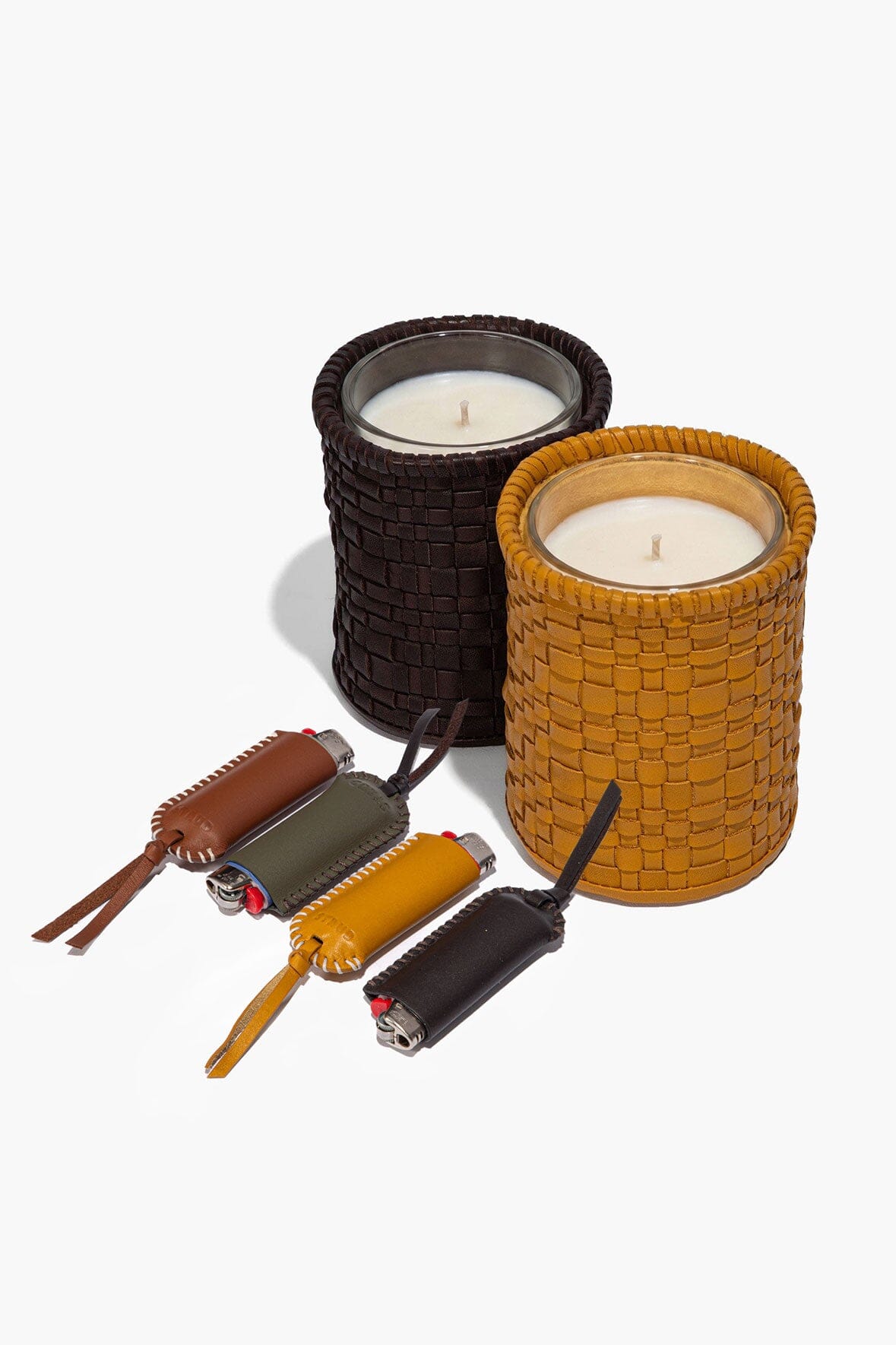 ROWE WOVEN LEATHER CANDLE | ESPRESSO