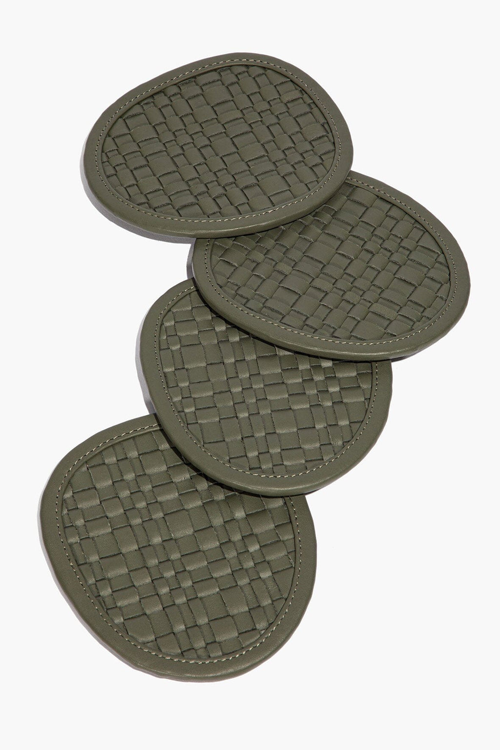 GROVE WOVEN LEATHER COASTERS | MOSS