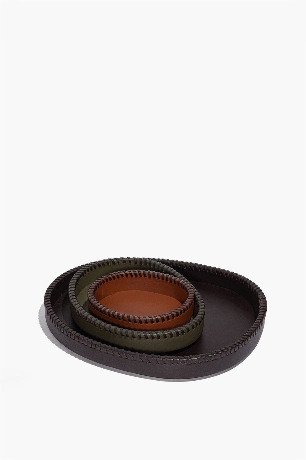 FOUNDRY LEATHER TRAYS | ESPRESSO MOSS TAN