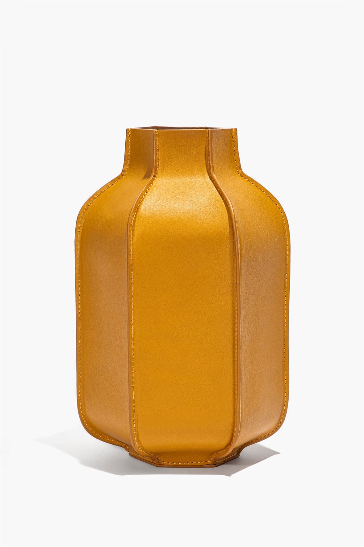 HOLLIS LEATHER BOTTLE VASE | GOLDENROD