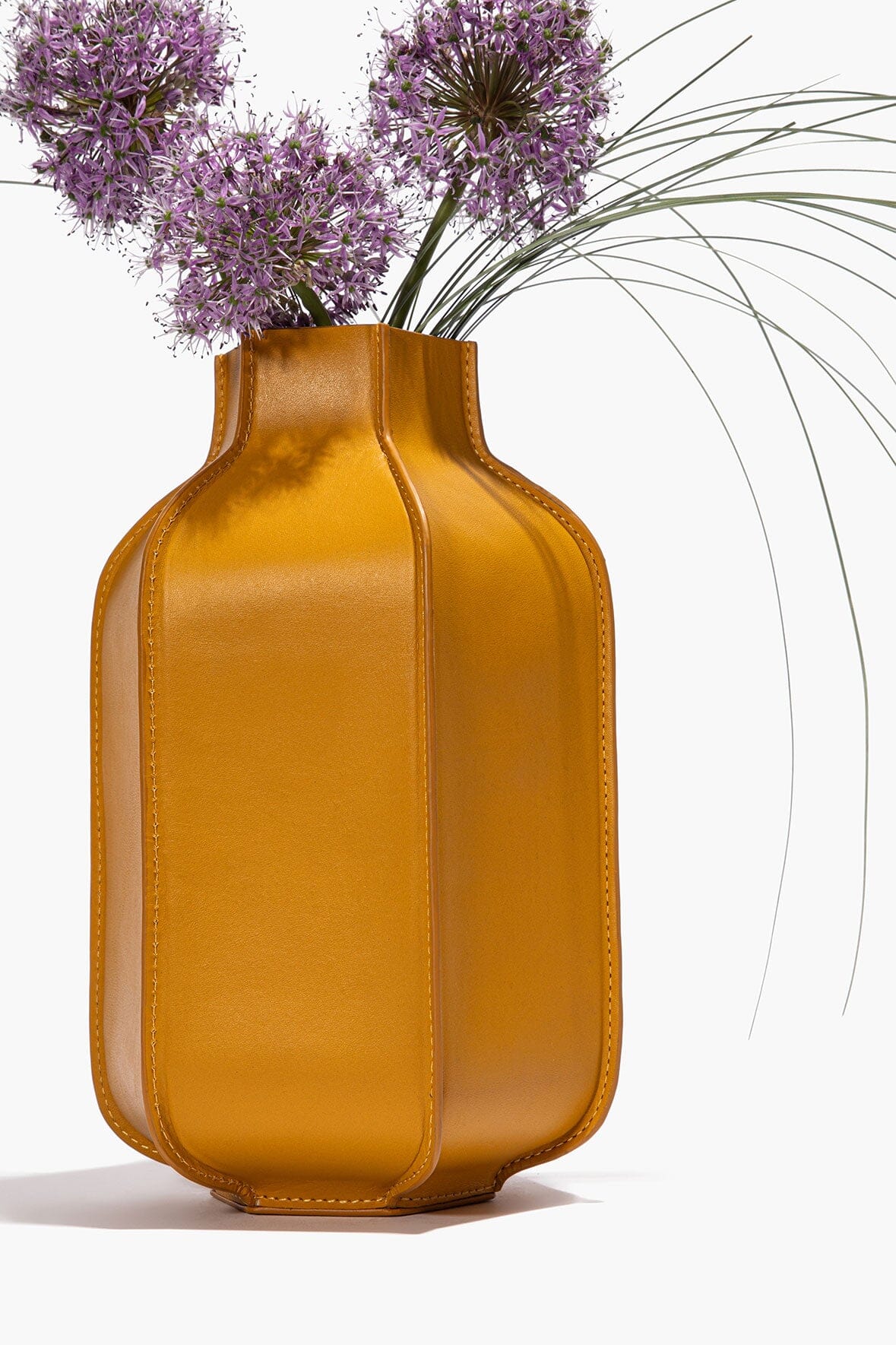 HOLLIS LEATHER BOTTLE VASE | GOLDENROD