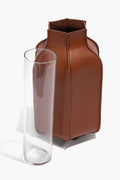 HOLLIS LEATHER BOTTLE VASE | TAN