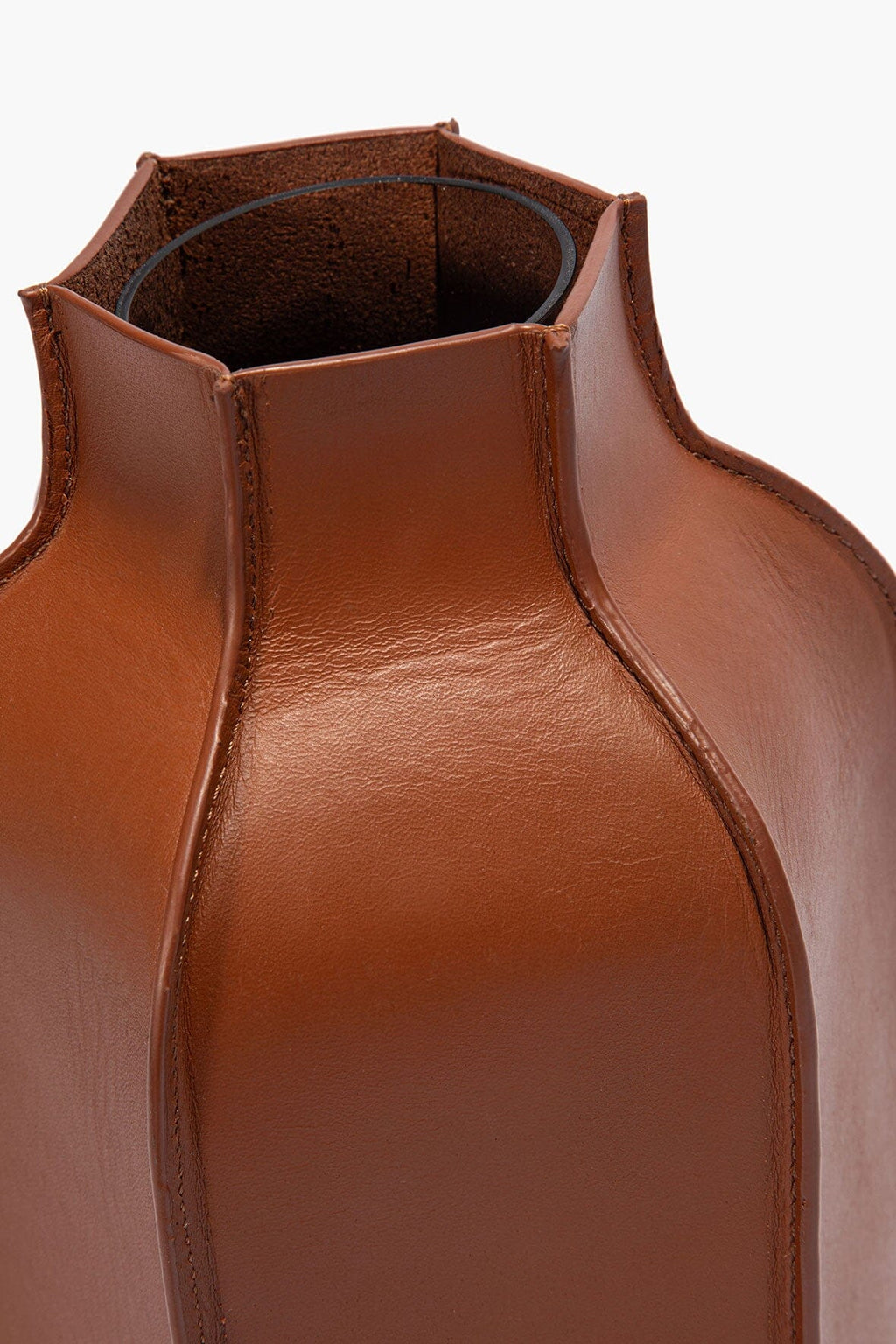 HOLLIS LEATHER BOTTLE VASE | TAN