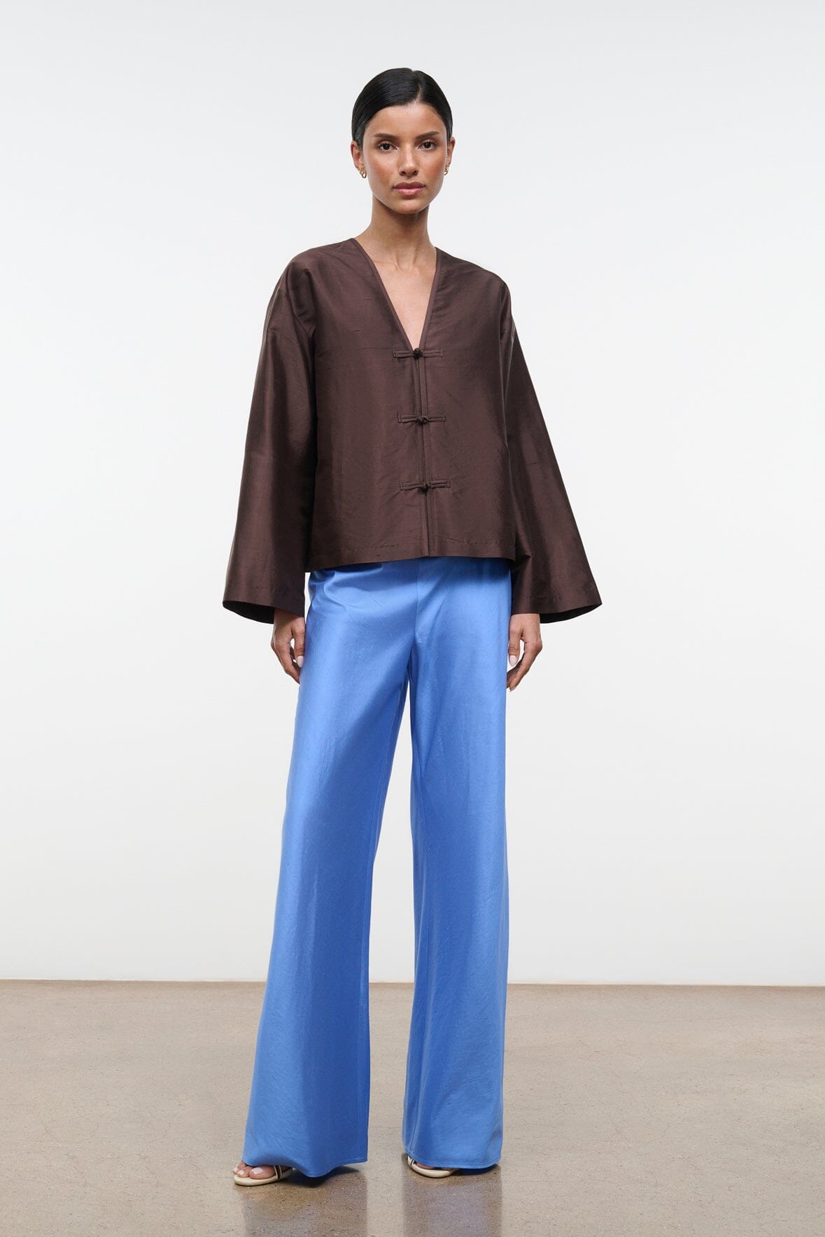 VITO SILK DUPIONI TOP | EARTH
