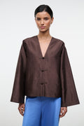 VITO SILK DUPIONI TOP | EARTH