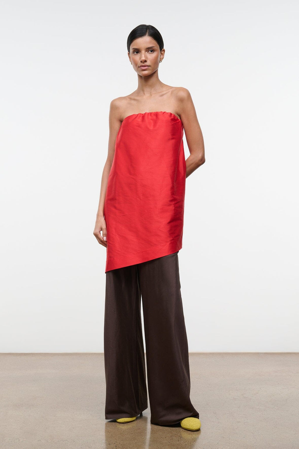 GEORGIA CONVERTIBLE SILK DUPIONI TOP | RED ROSE