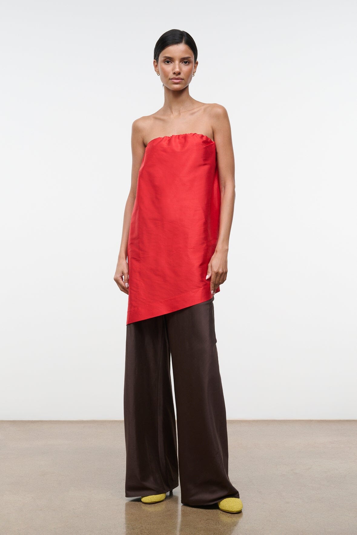 GEORGIA CONVERTIBLE SILK DUPIONI TOP | RED ROSE