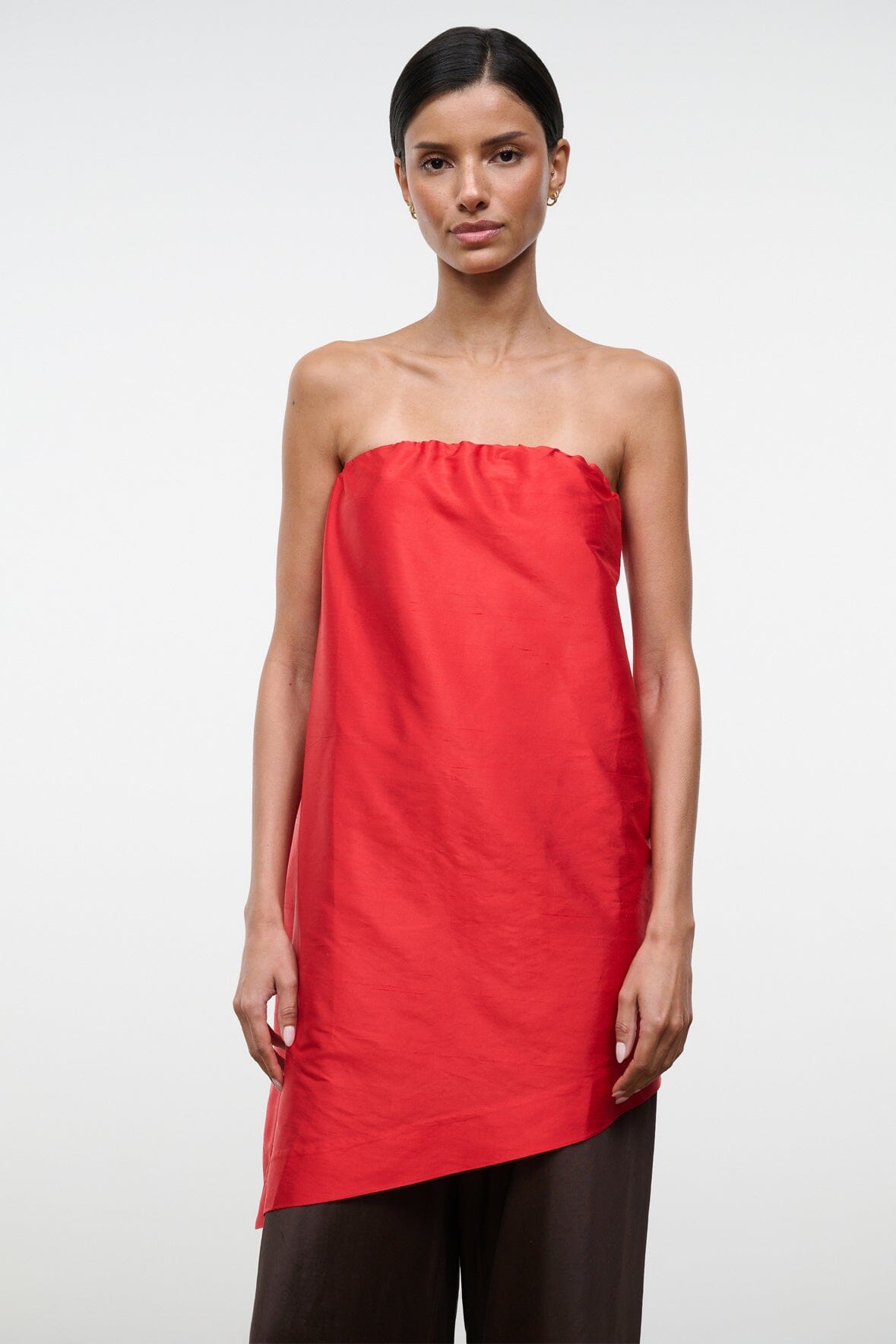 GEORGIA CONVERTIBLE SILK DUPIONI TOP | RED ROSE