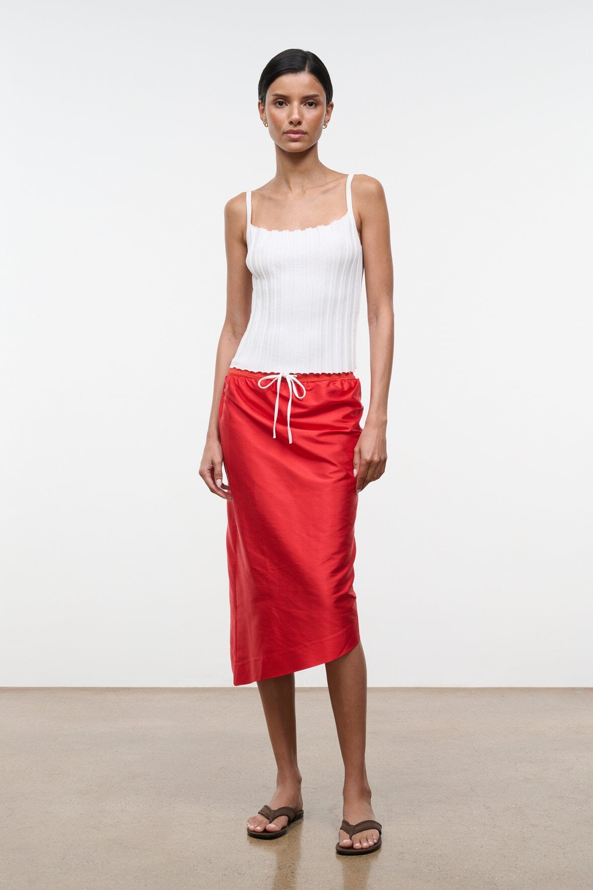 GEORGIA CONVERTIBLE SILK DUPIONI TOP | RED ROSE
