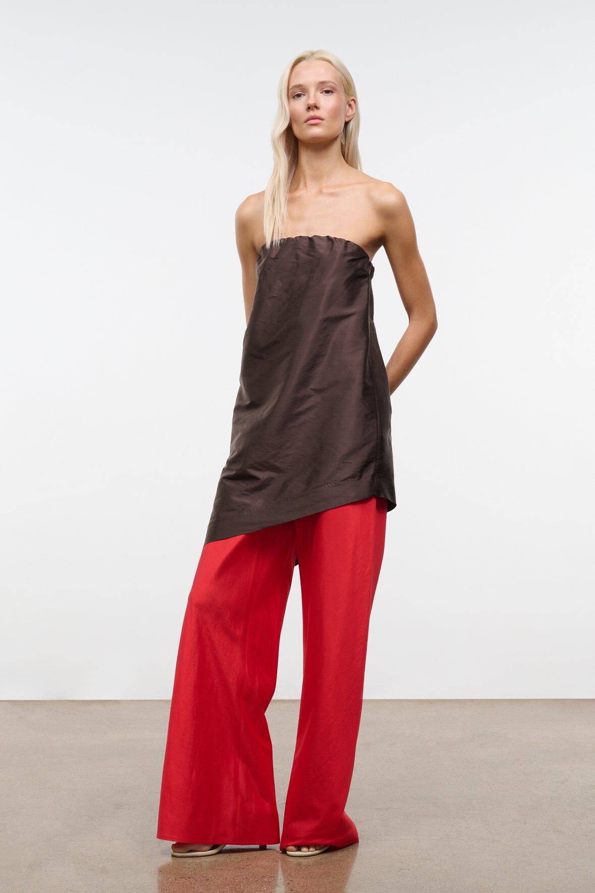 STROLL SILK DUPIONI PANT | RED ROSE