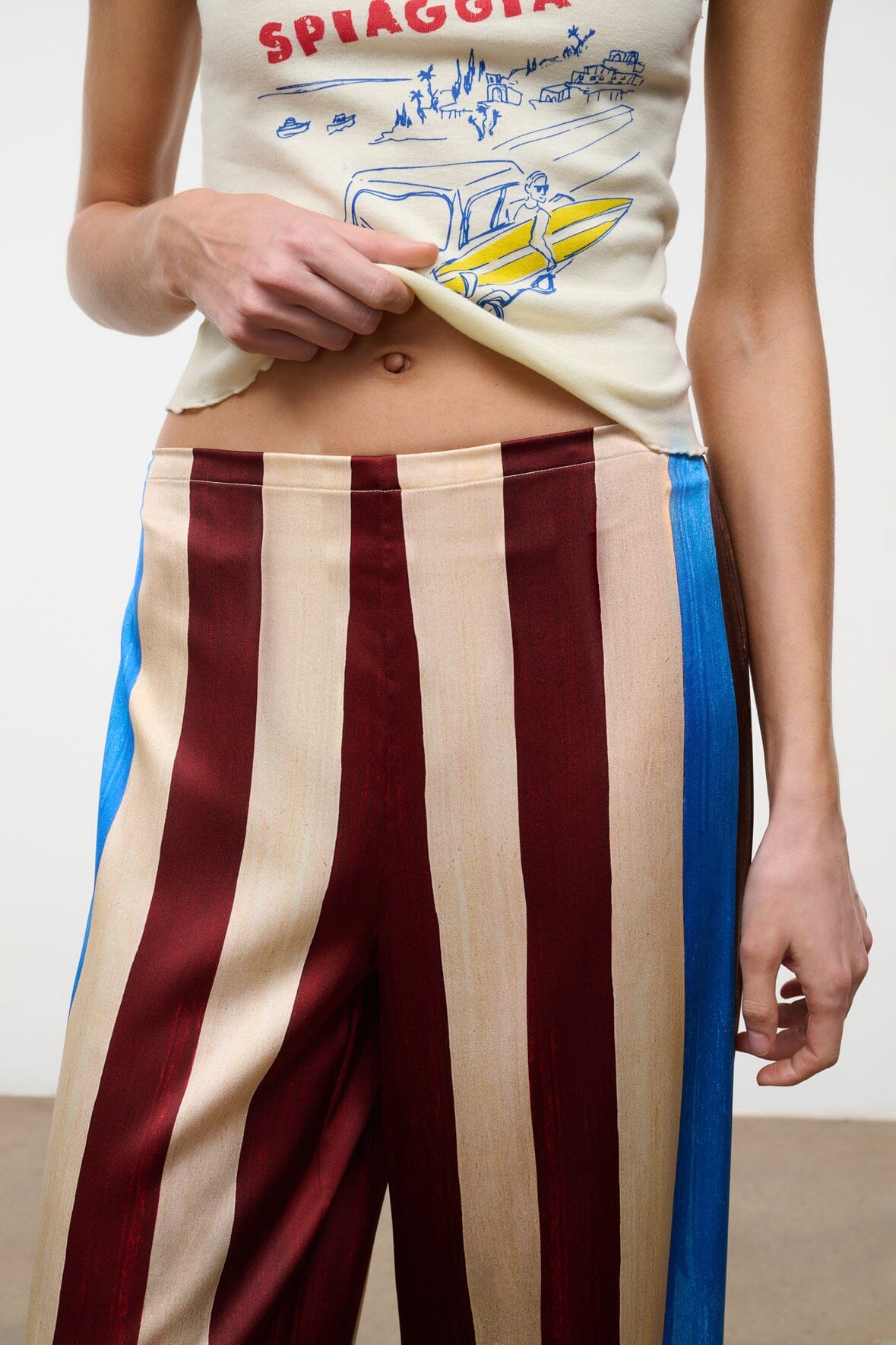 STROLL SILK PANT | CAFFE STRIPE