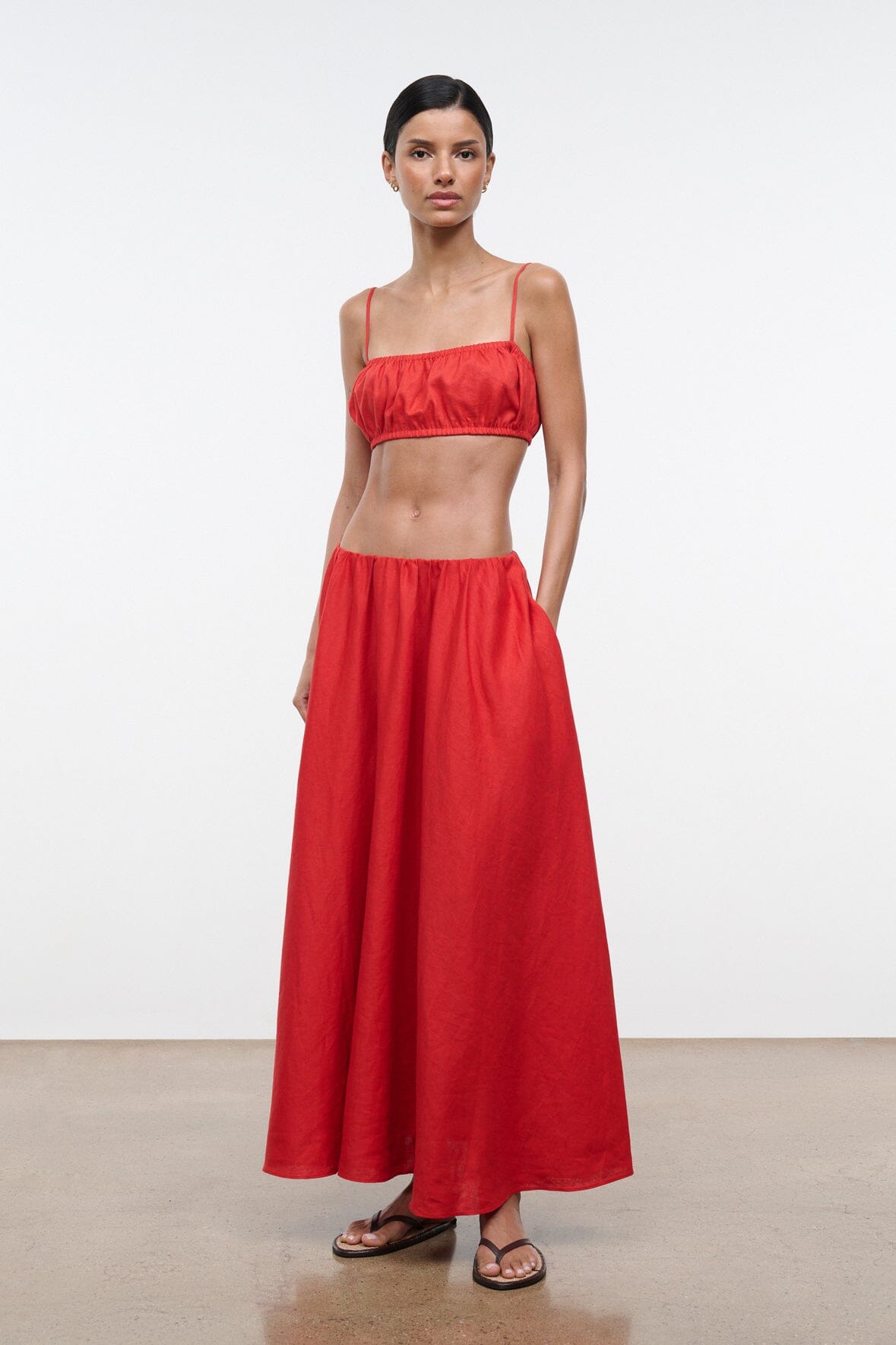 MILANO LINEN SKIRT | TOMATO