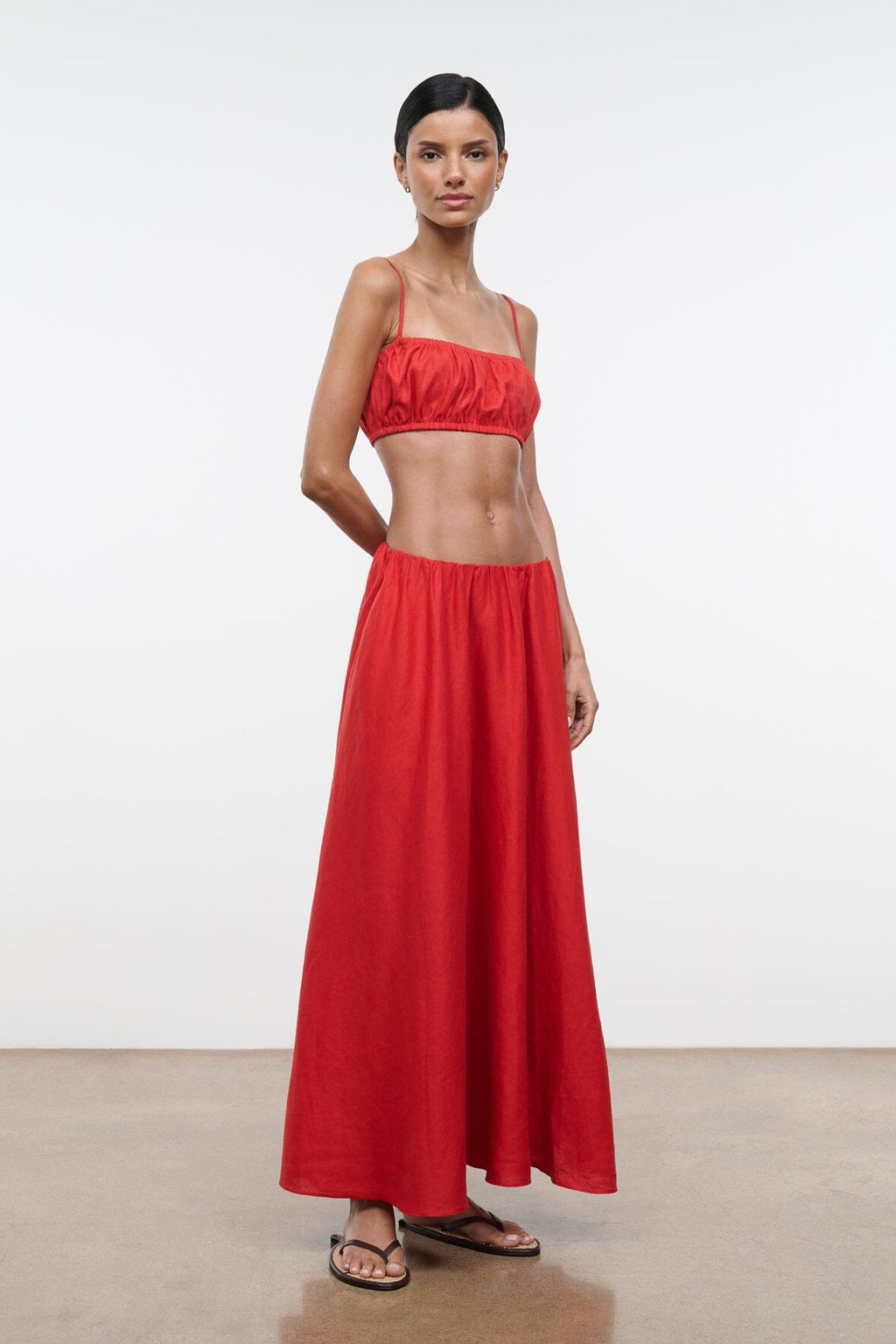 MILANO LINEN SKIRT | TOMATO