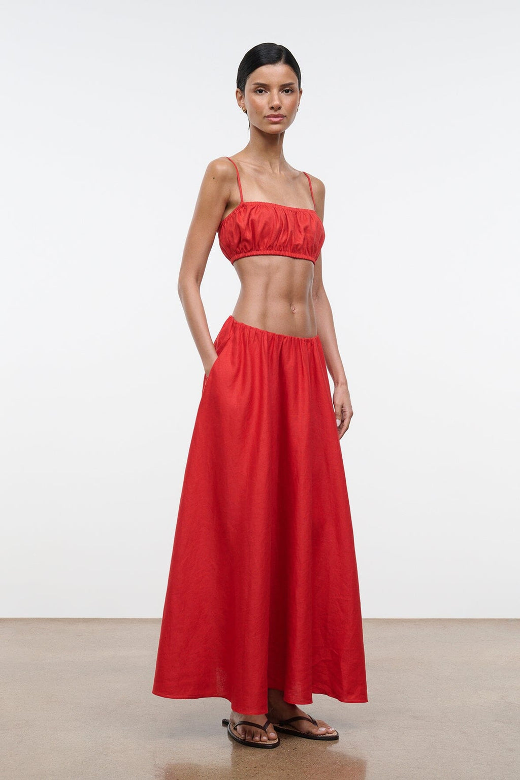 FIORE LINEN TOP | TOMATO