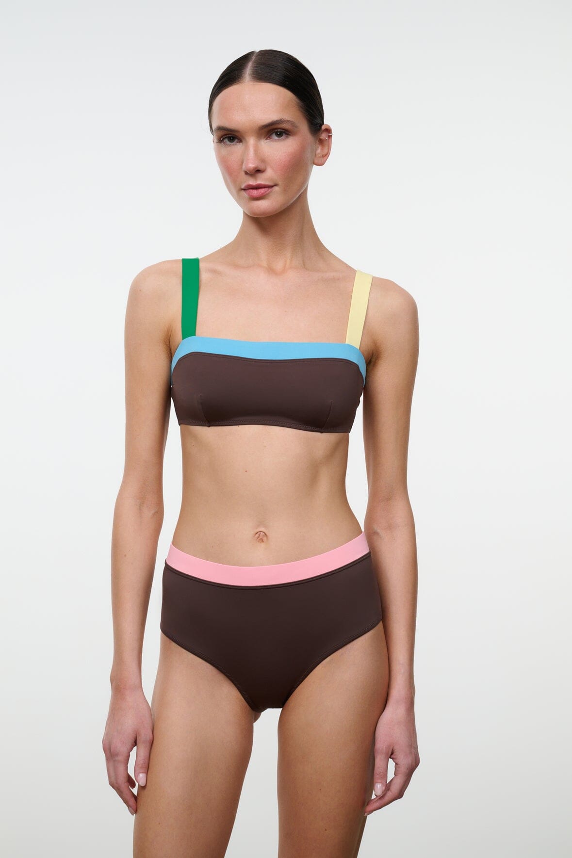 DEVON HIGH RISE BIKINI BOTTOM | DARK CHOCOLATE MULTI