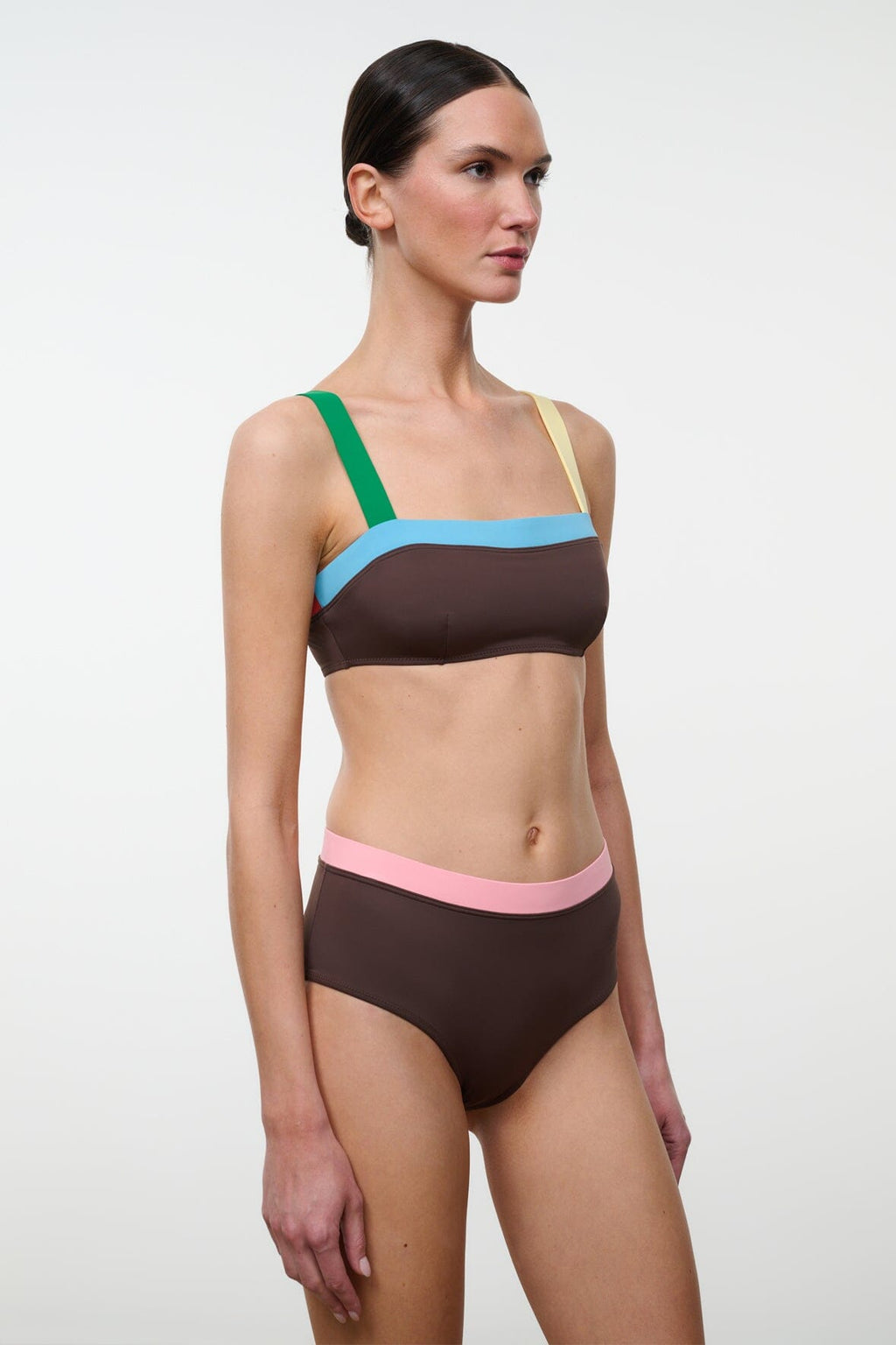 DEVON HIGH RISE BIKINI BOTTOM | DARK CHOCOLATE MULTI
