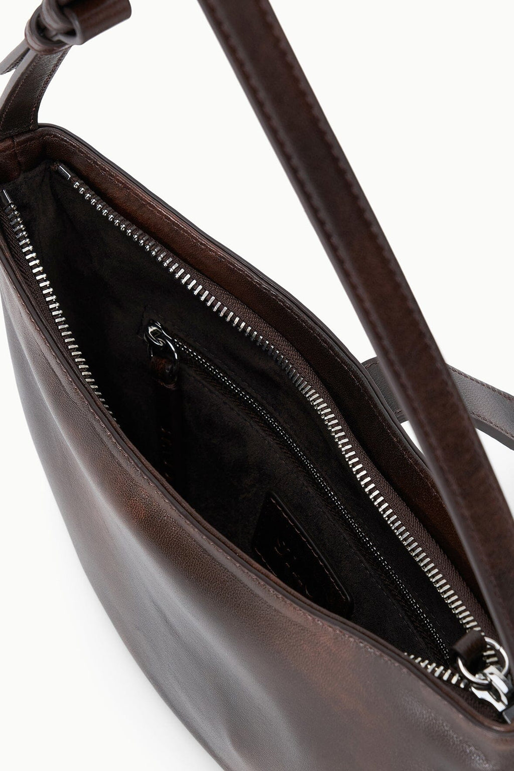 HARLOW CRESCENT SHOULDER BAG | ESPRESSO DISTRESSED