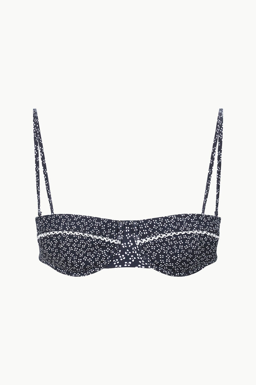 JO BALCONETTE BIKINI TOP | BLACK WOODBLOCK DITSY FLORAL