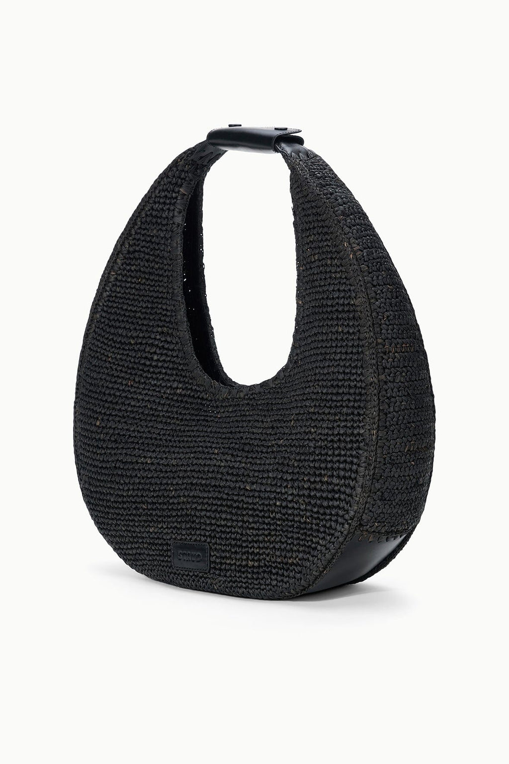 LARGE RAFFIA MOON TOTE BAG | BLACK RAFFIA