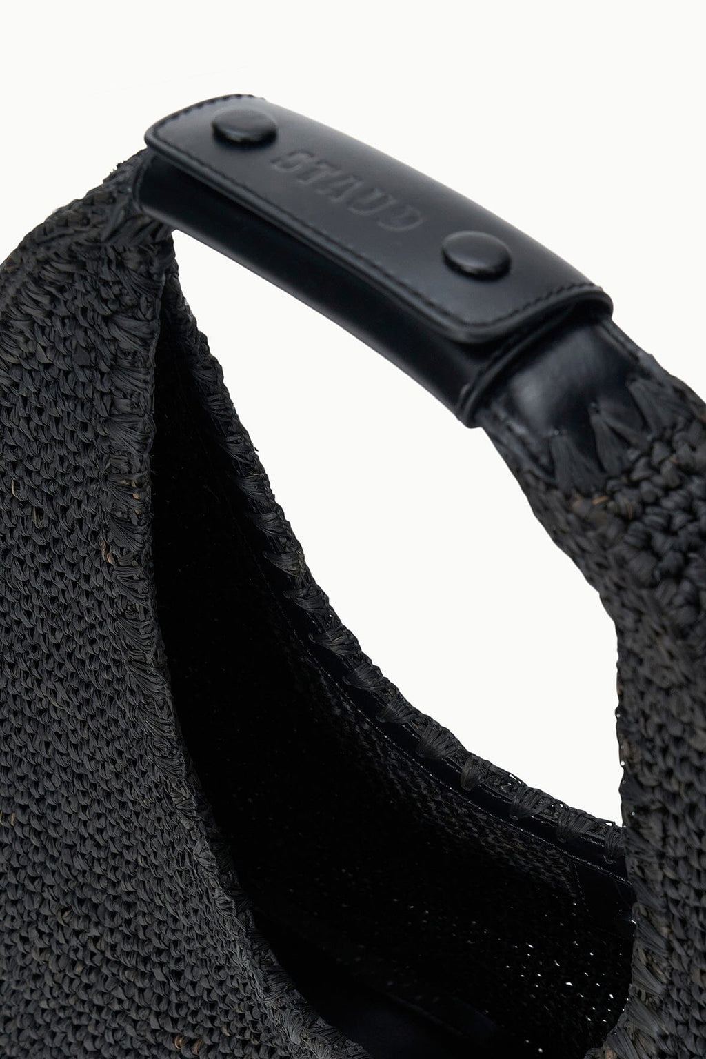 LARGE RAFFIA MOON TOTE BAG | BLACK RAFFIA