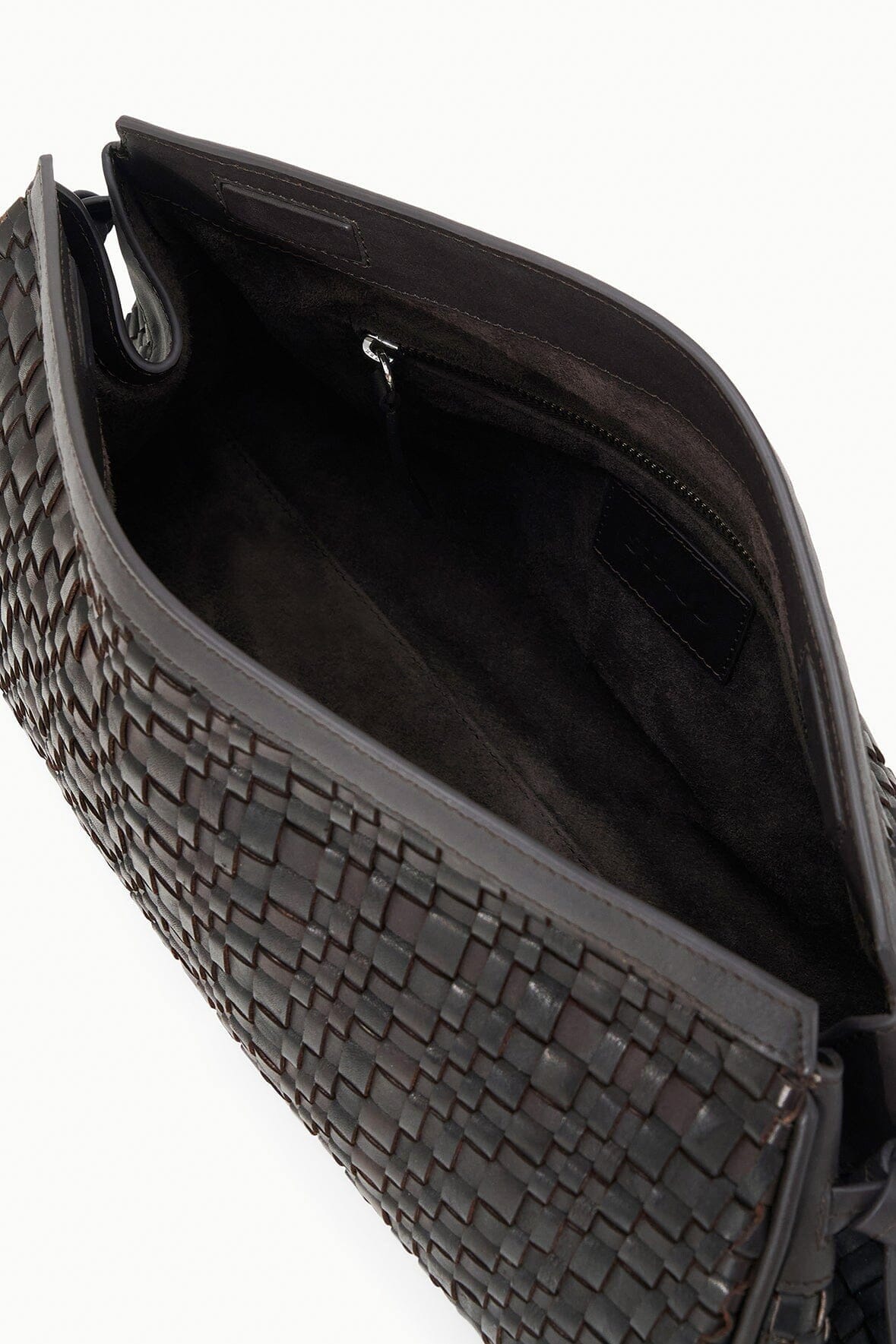 MAUDE SOFT CLUTCH | ESPRESSO WOVEN LEATHER