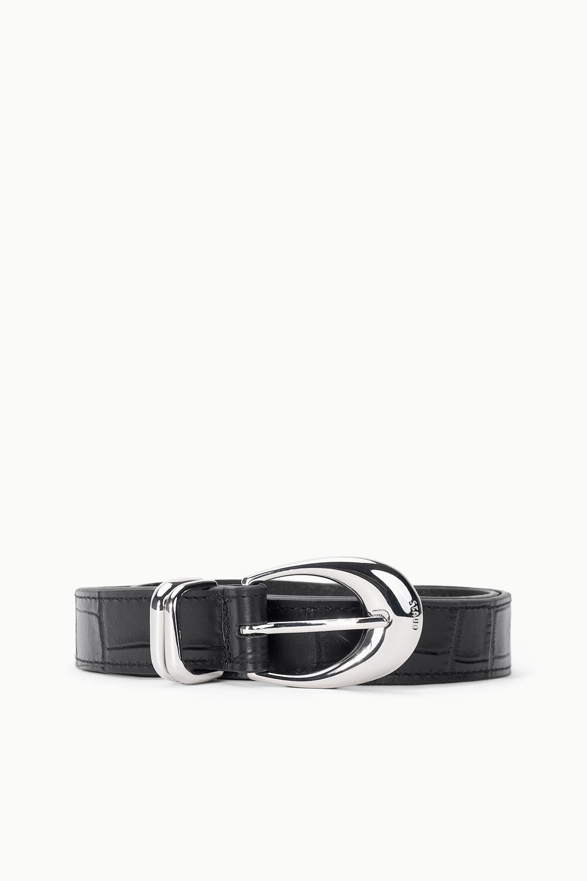 MOON BUCKLE BELT | BLACK CROCO