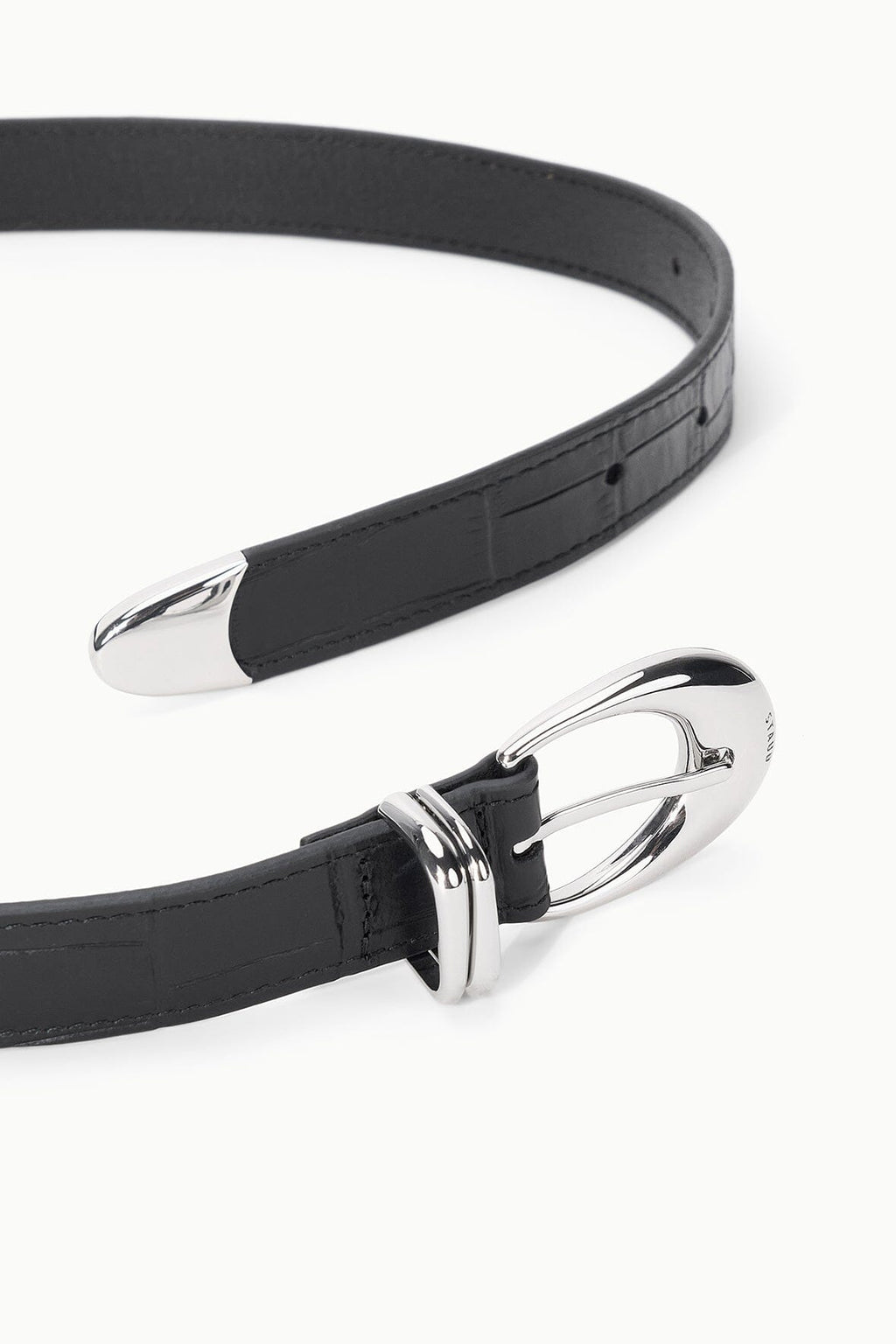 MOON BUCKLE BELT | BLACK CROCO