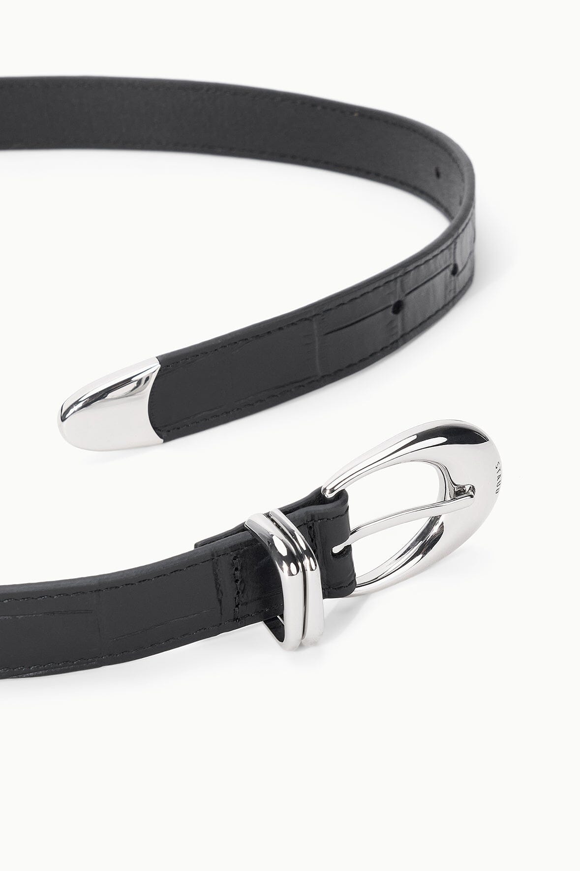 MOON BUCKLE BELT | BLACK CROCO