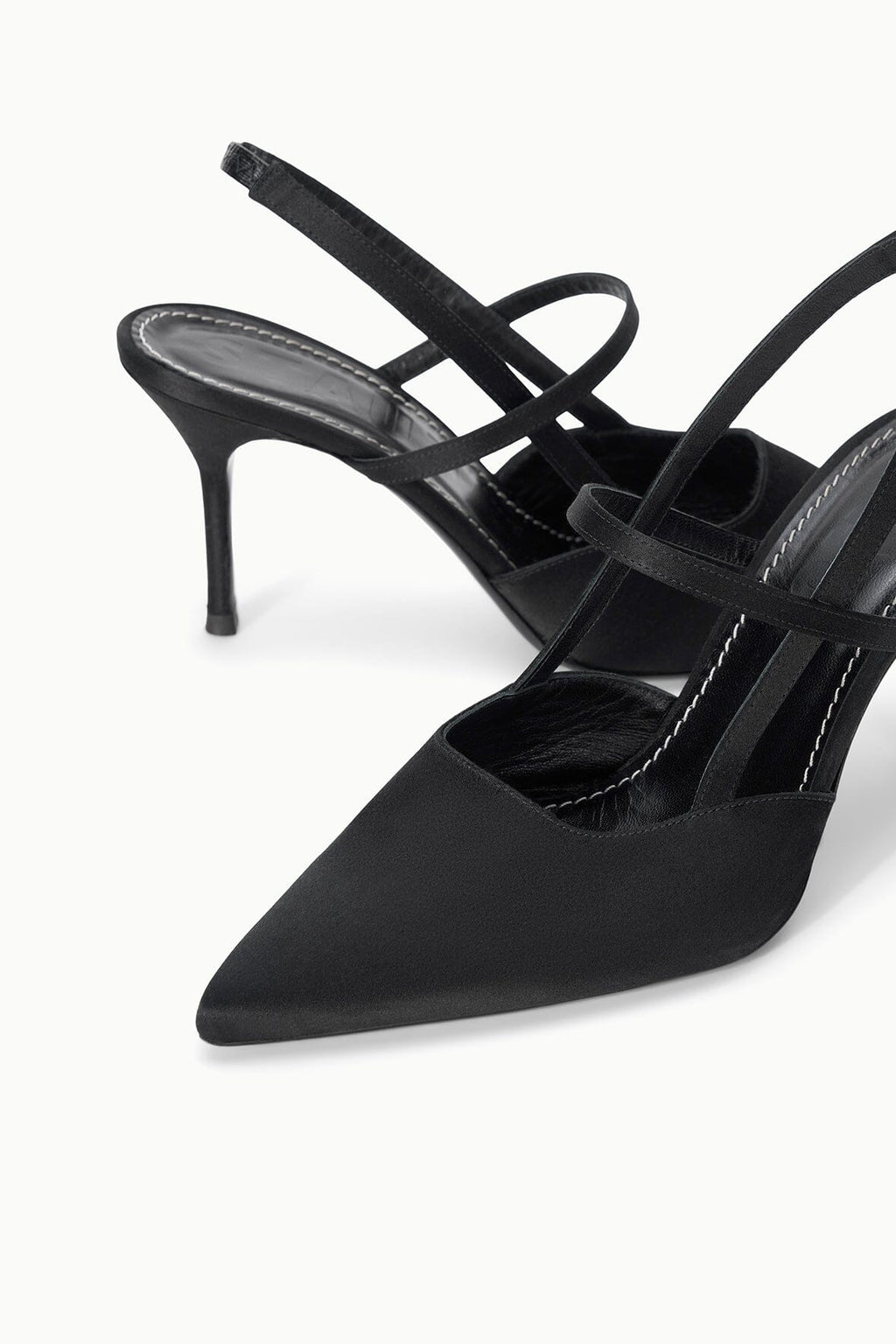 SEBASTIAN HIGH HEEL SLINGBACK | BLACK SATIN