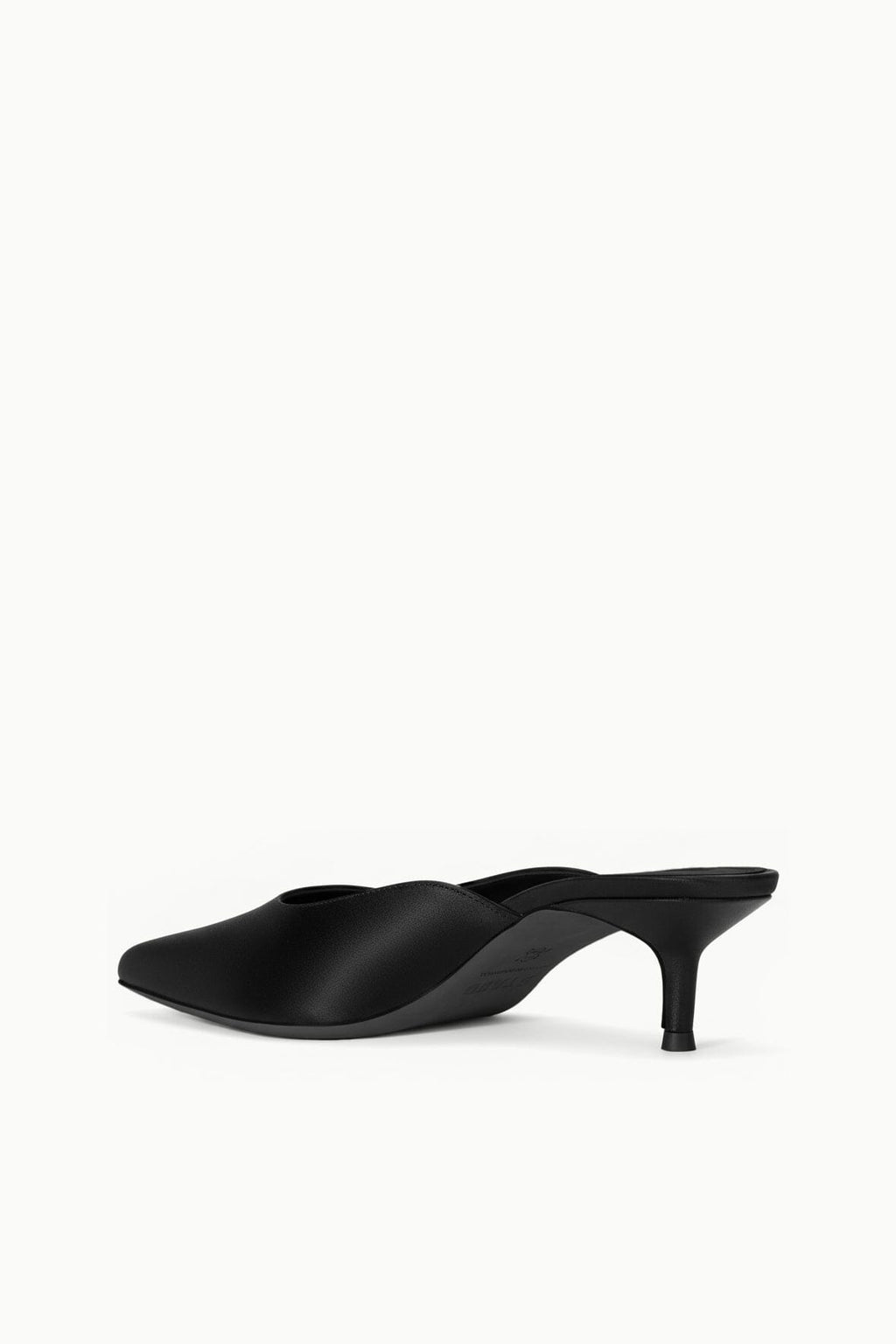 SEBASTIAN KITTEN HEEL MULE | BLACK SATIN
