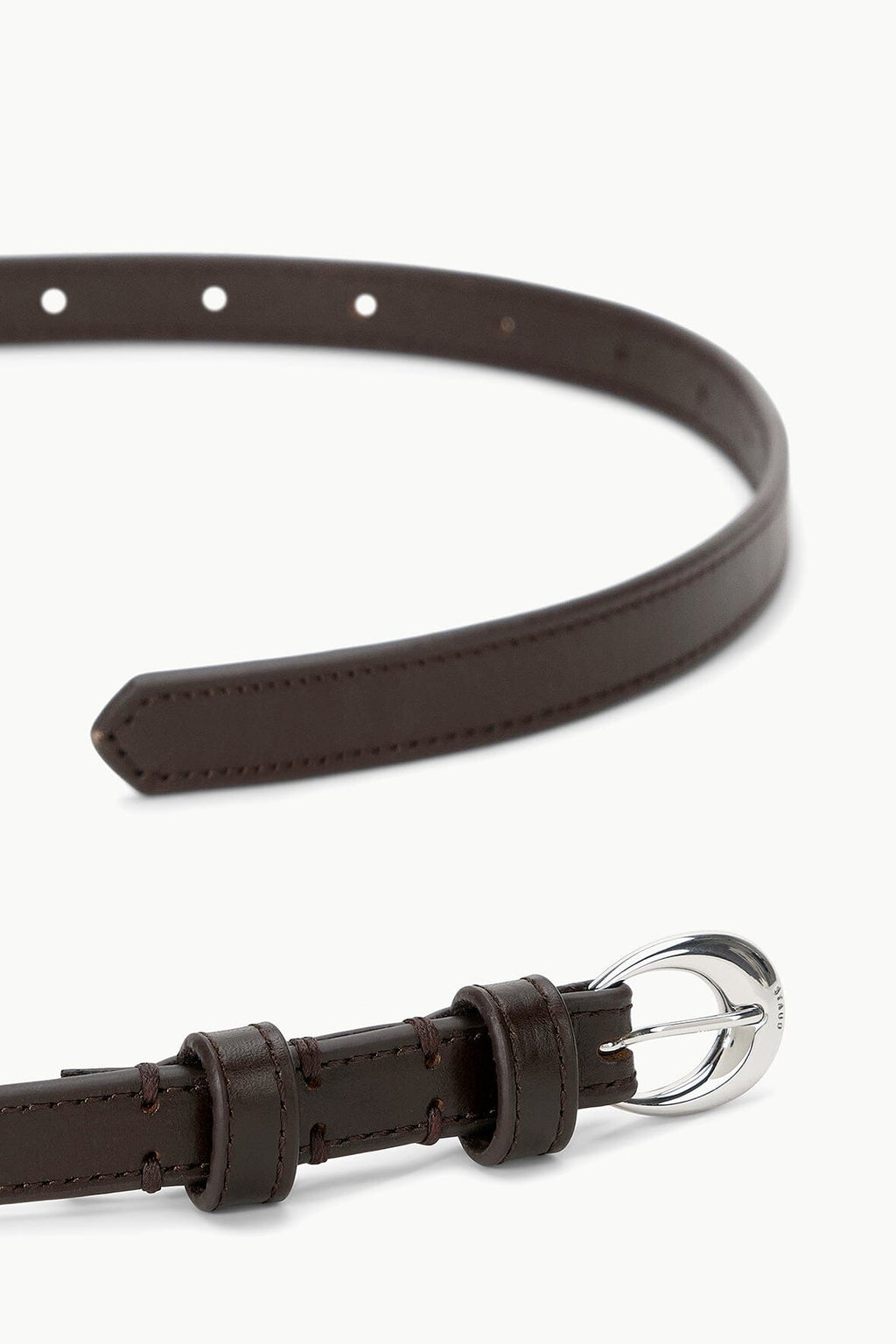 SLIM MOON BUCKLE BELT - 13MM | MAHOGANY SILVER