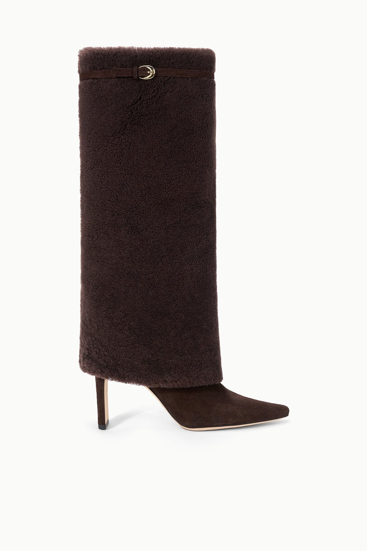 WALLY FOLDOVER HIGH HEEL BOOT | ESPRESSO SHEARLING