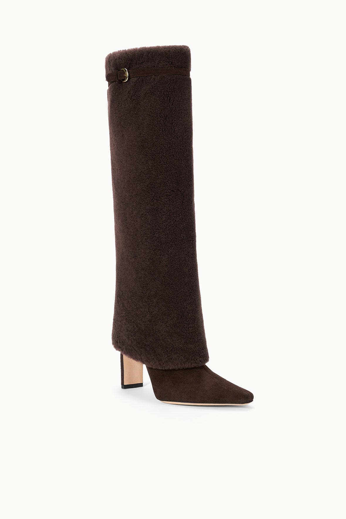 WALLY FOLDOVER HIGH HEEL BOOT | ESPRESSO SHEARLING