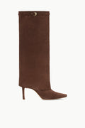 WALLY FOLDOVER HIGH HEEL BOOT | MAHOGANY SUEDE